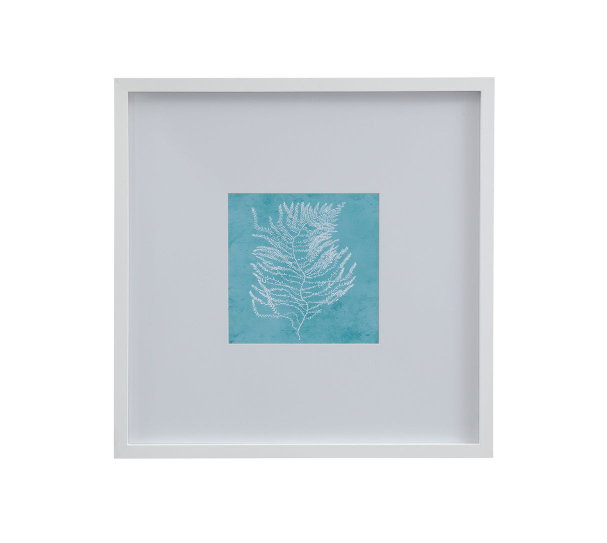 White Coral On Blue III Framed Print - Blue / White