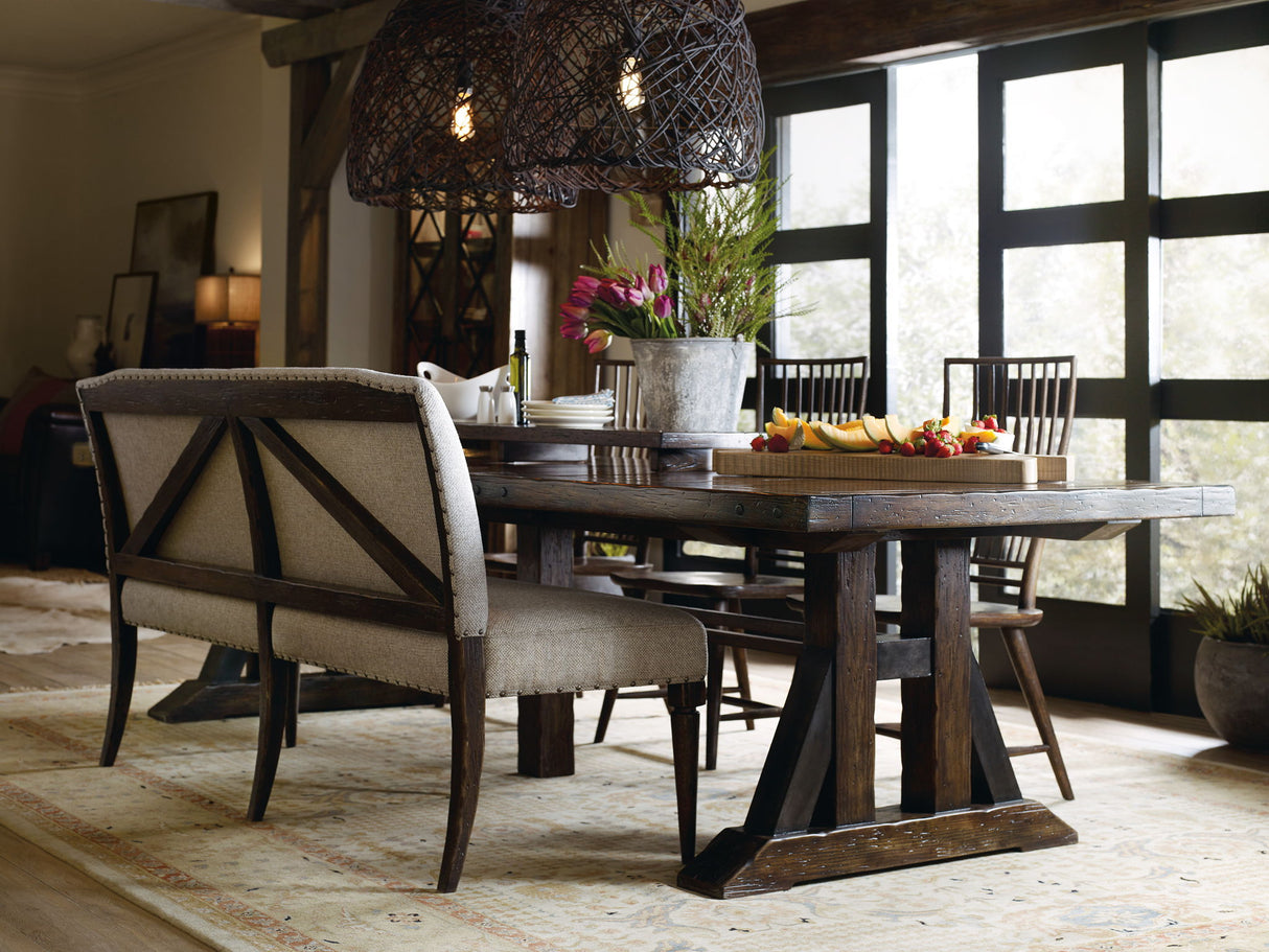 American Life - Roslyn County Trestle Dining Table With Leaves - Dark Brown