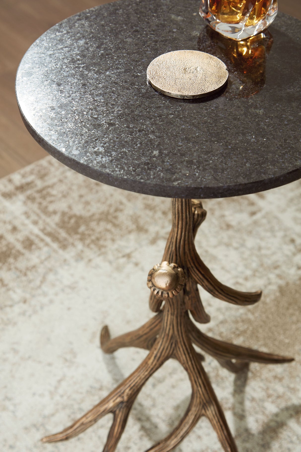 Lemkins - Accent Table - Black / Antique Gold Finish
