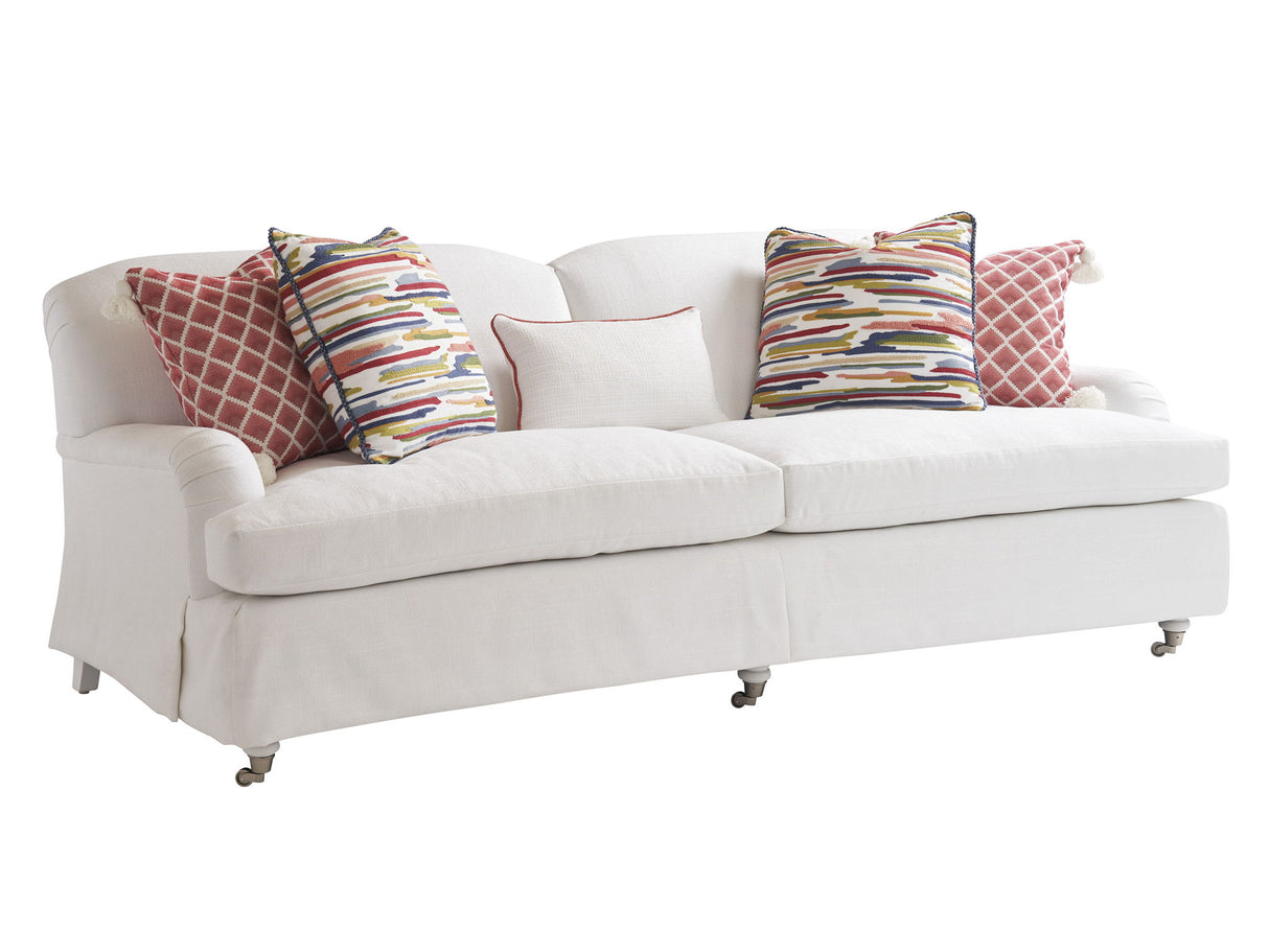 Barclay Butera Upholstery - Athos Tight Back Sofa With Pewter Casters - White