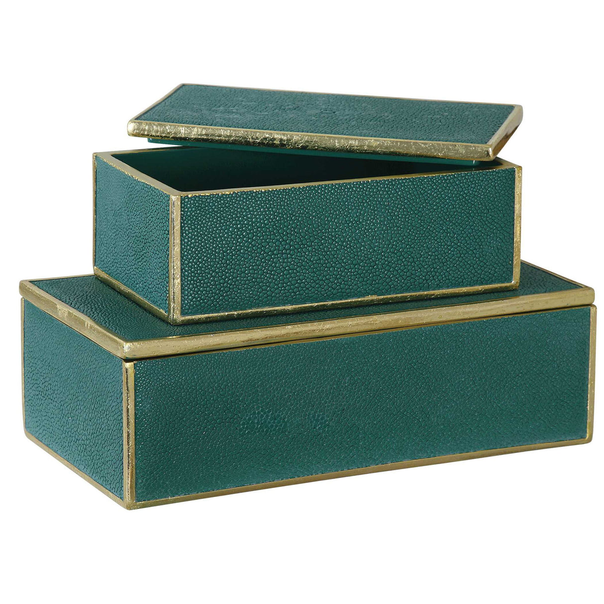 Karis - Boxes, Set Of 2 - Emerald Green