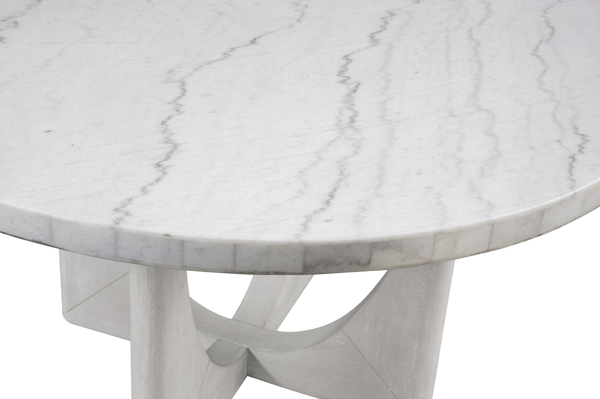 Gavin - Dining Table - Driftwood / White Marble