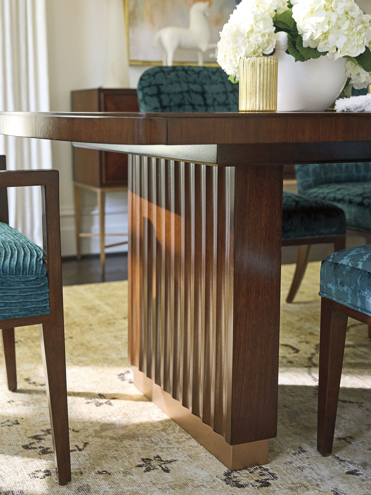 Rendezvous - Portman Double Pedestal Dining Table - Dark Brown