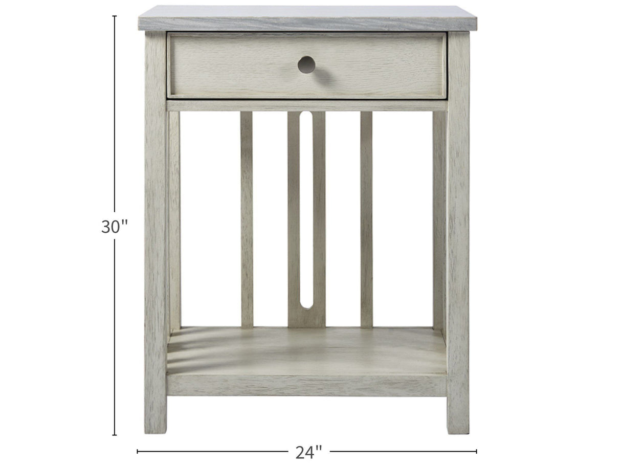 Escape - Bedside Table With Stone Top - Pearl Silver