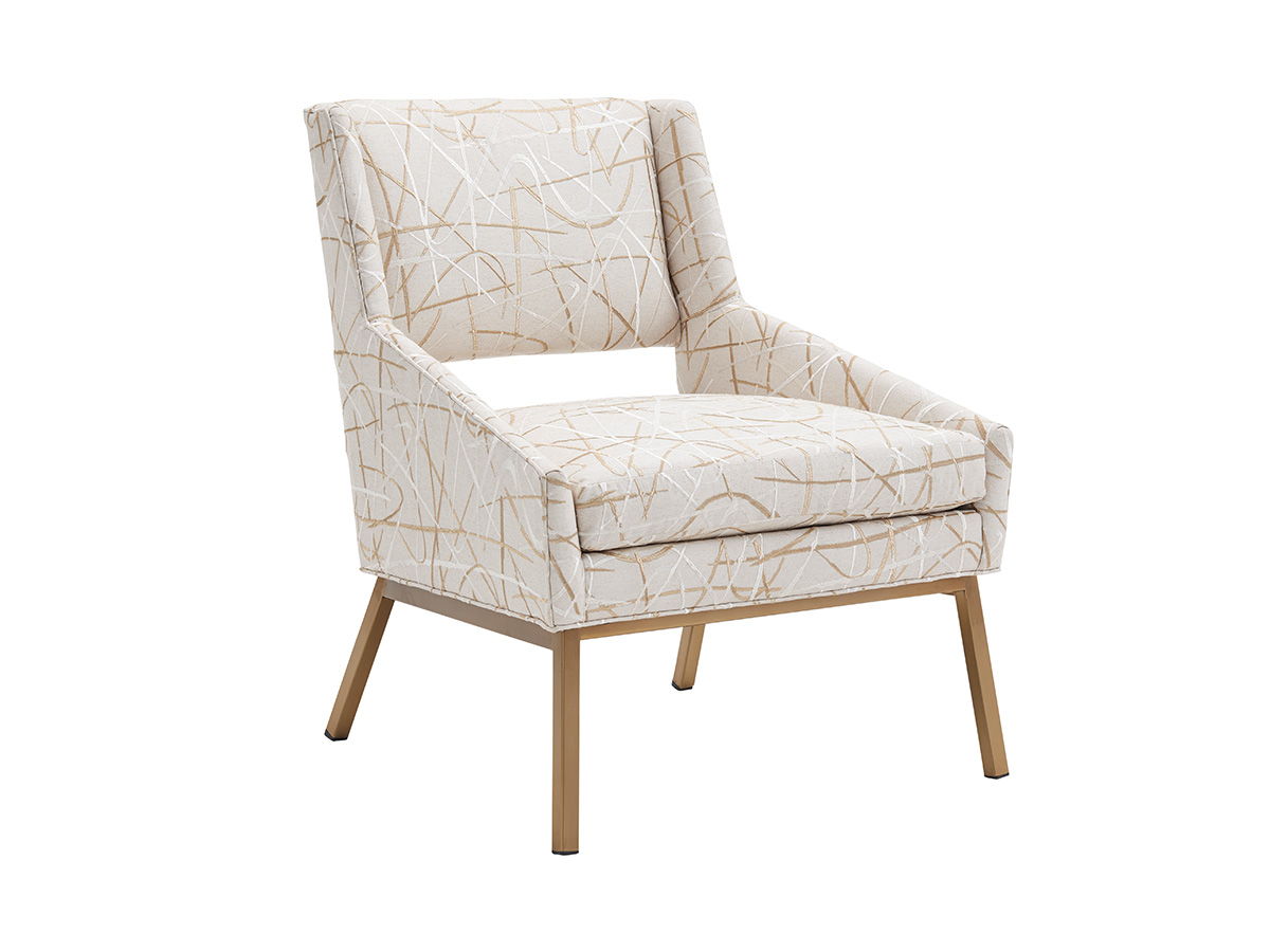 Kitano - Amani Upholstered Chair With Bright Brass Base - White