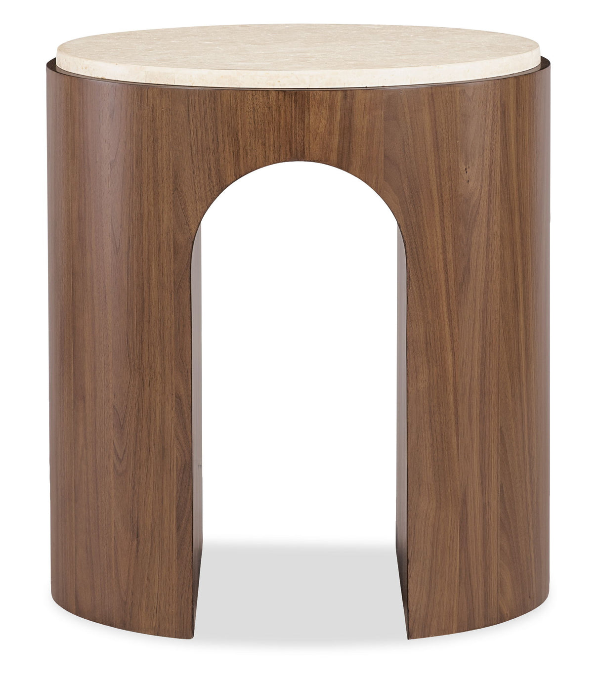 Eleana - Marble Top Round End Table - Medium Wood
