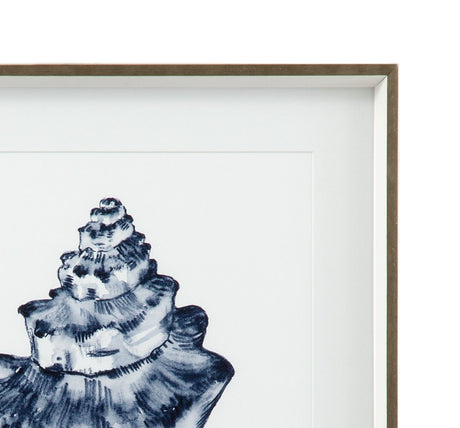Quiet Conchin Indigo - Framed Print (Set of 4) - Blue