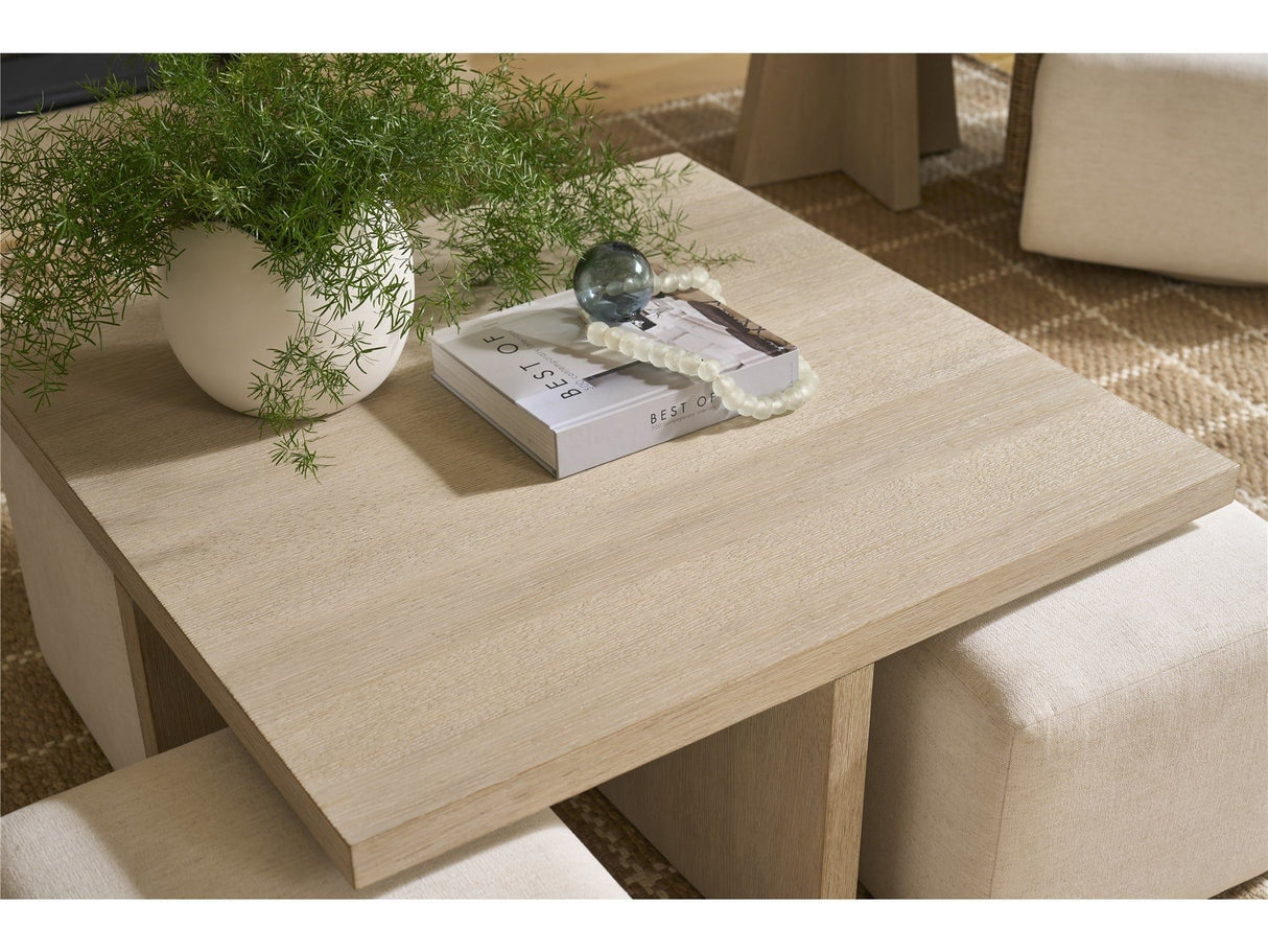 Oasis - Dockside Cocktail Table With 4 Ottomans - Beige / White