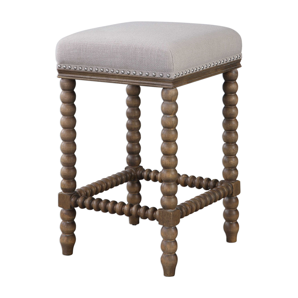Pryce - Wooden Counter Stool - White & Light Brown