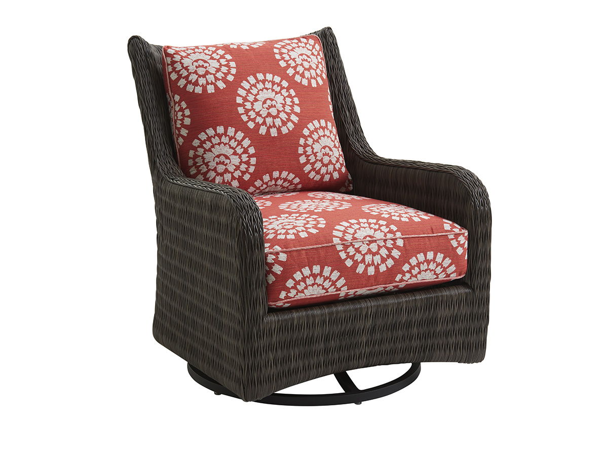 Cypress Point Ocean Terrace - Occasional Swivel Glider Chair - Dark Gray / Red