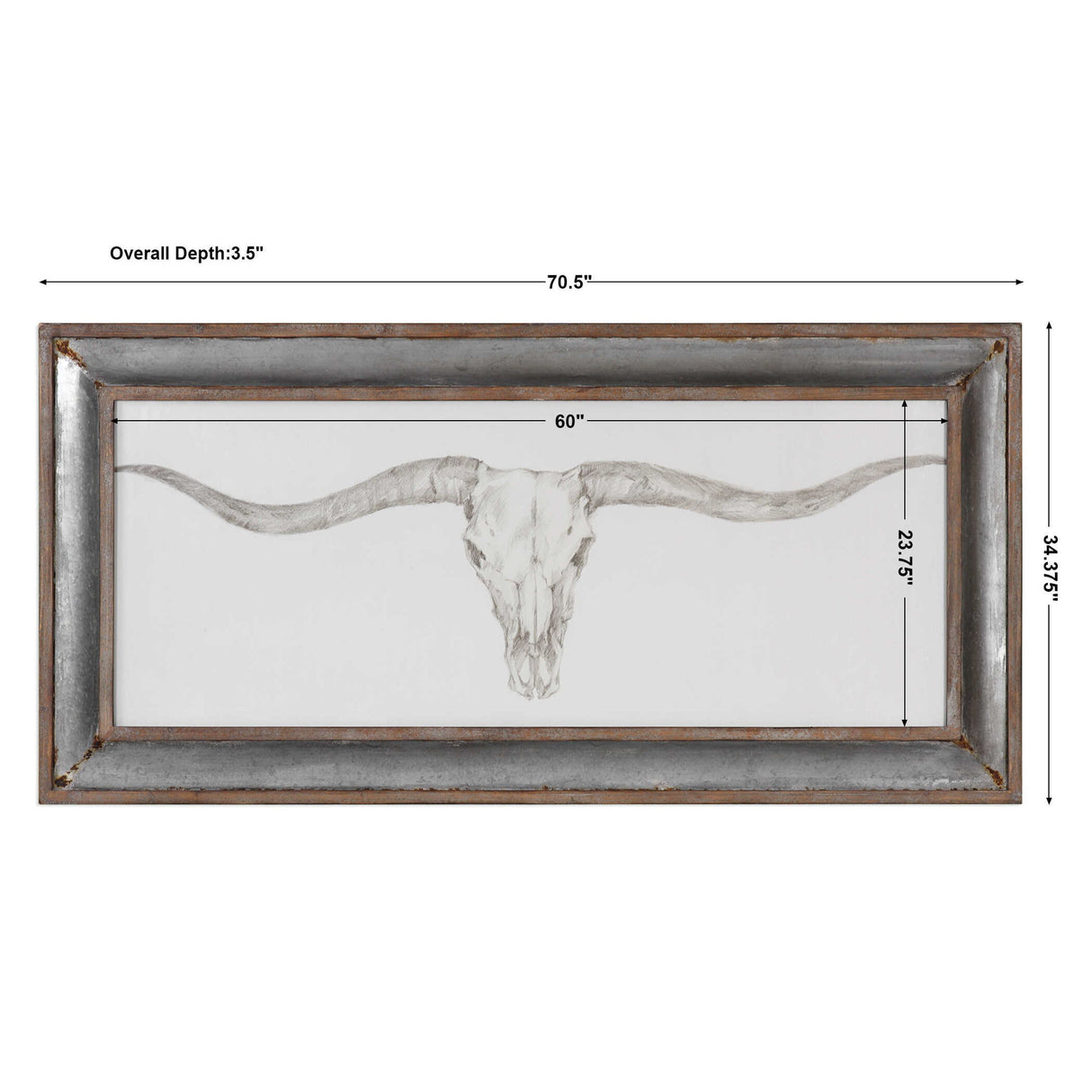Western Skull Mount - Print - Pearl Silver