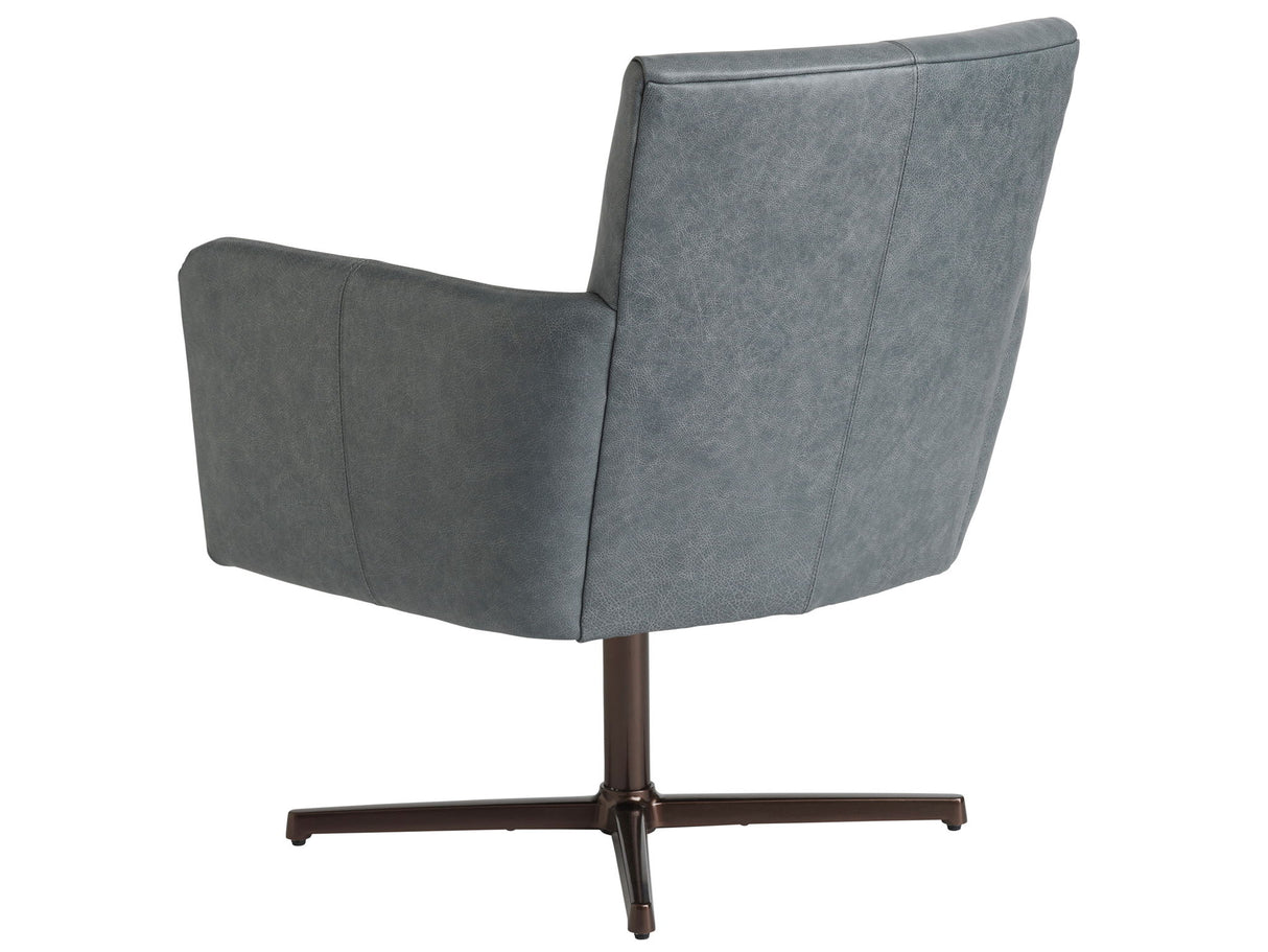 Barclay Butera Upholstery - Brooks Leather Swivel Chair - Dark Gray / Bronze
