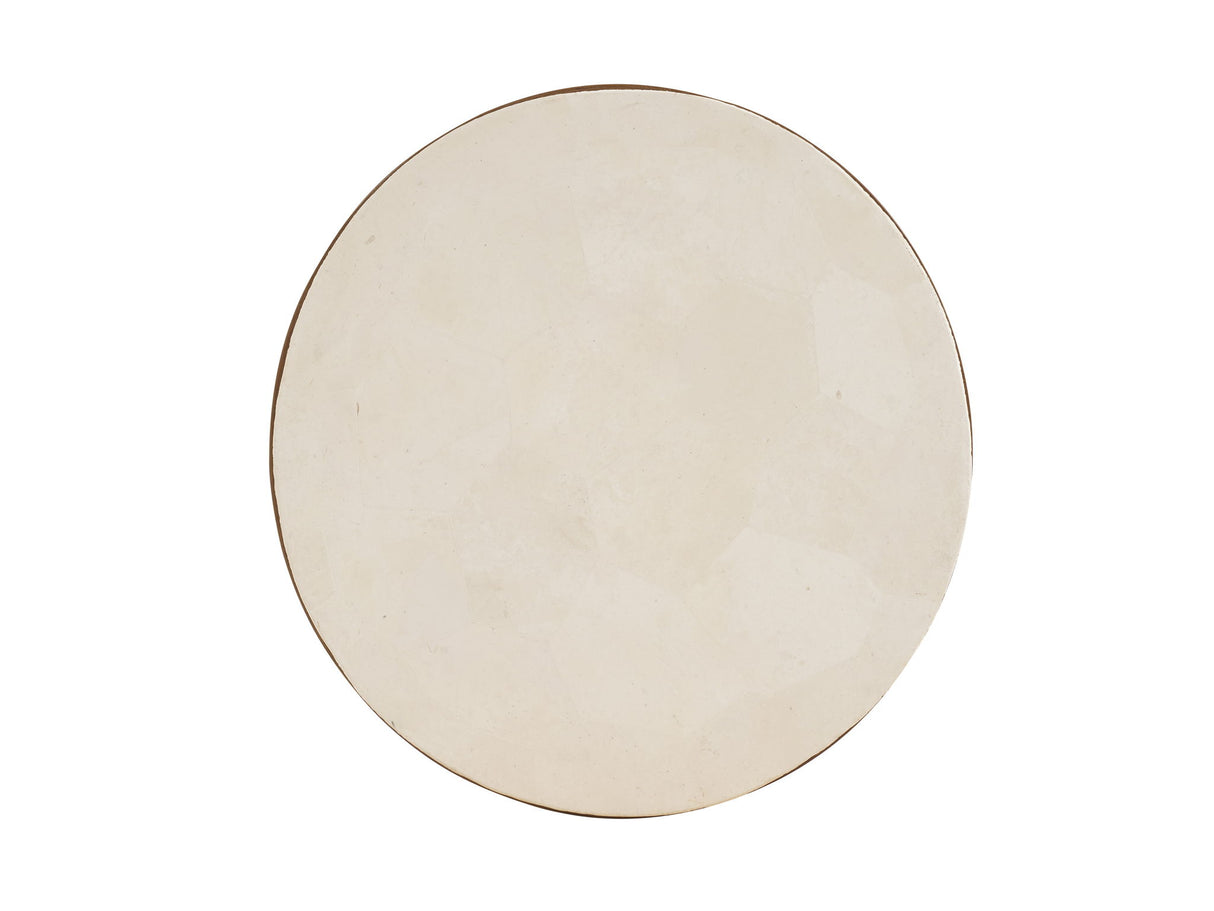 Palm Desert Poolside - Round End Table - Dark Brown / White