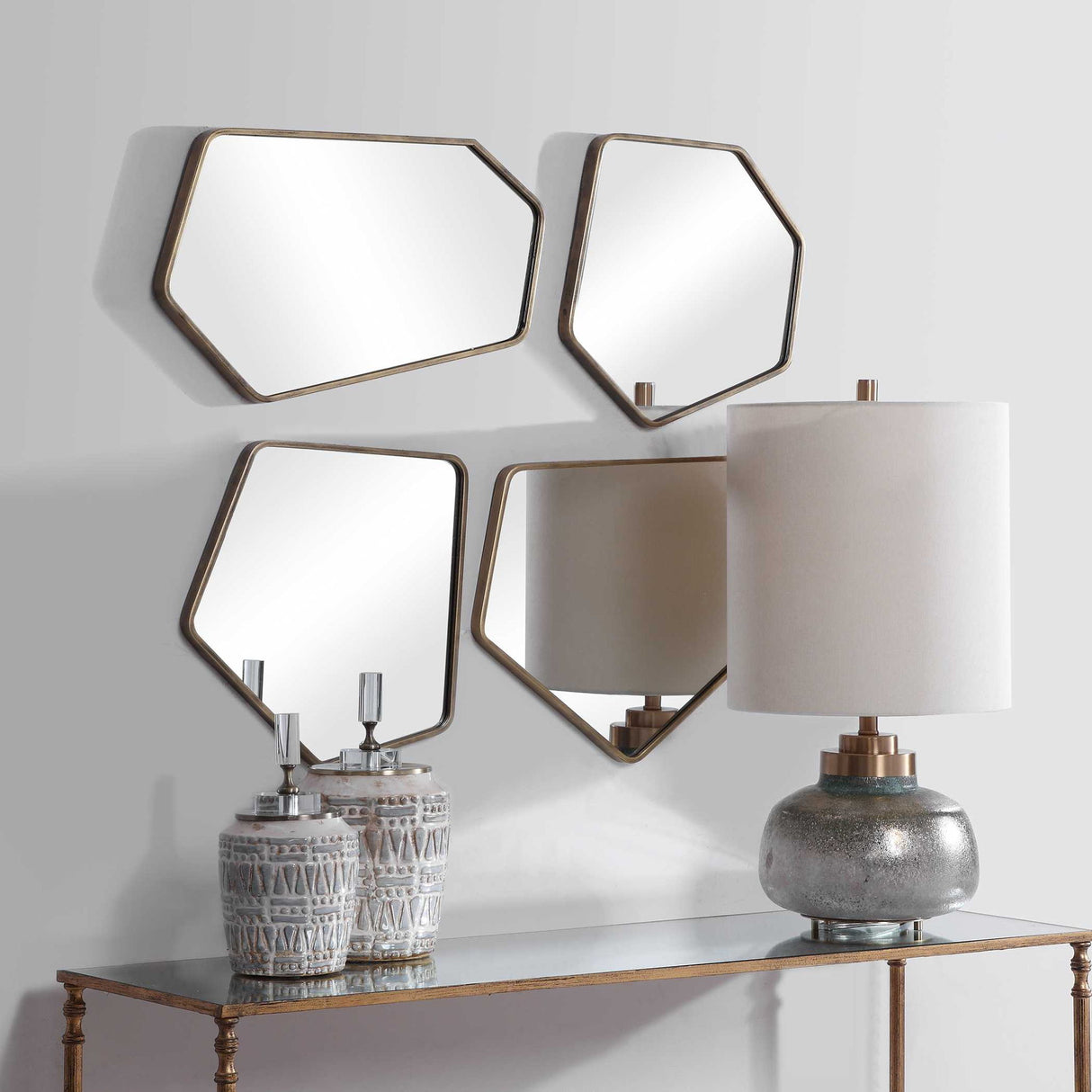 Linneah - Modern Mirrors, Set Of 4 - Gold