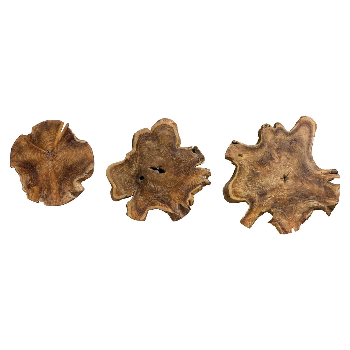 Kalani - Teak Wall Art Set Of 3 - Light Brown
