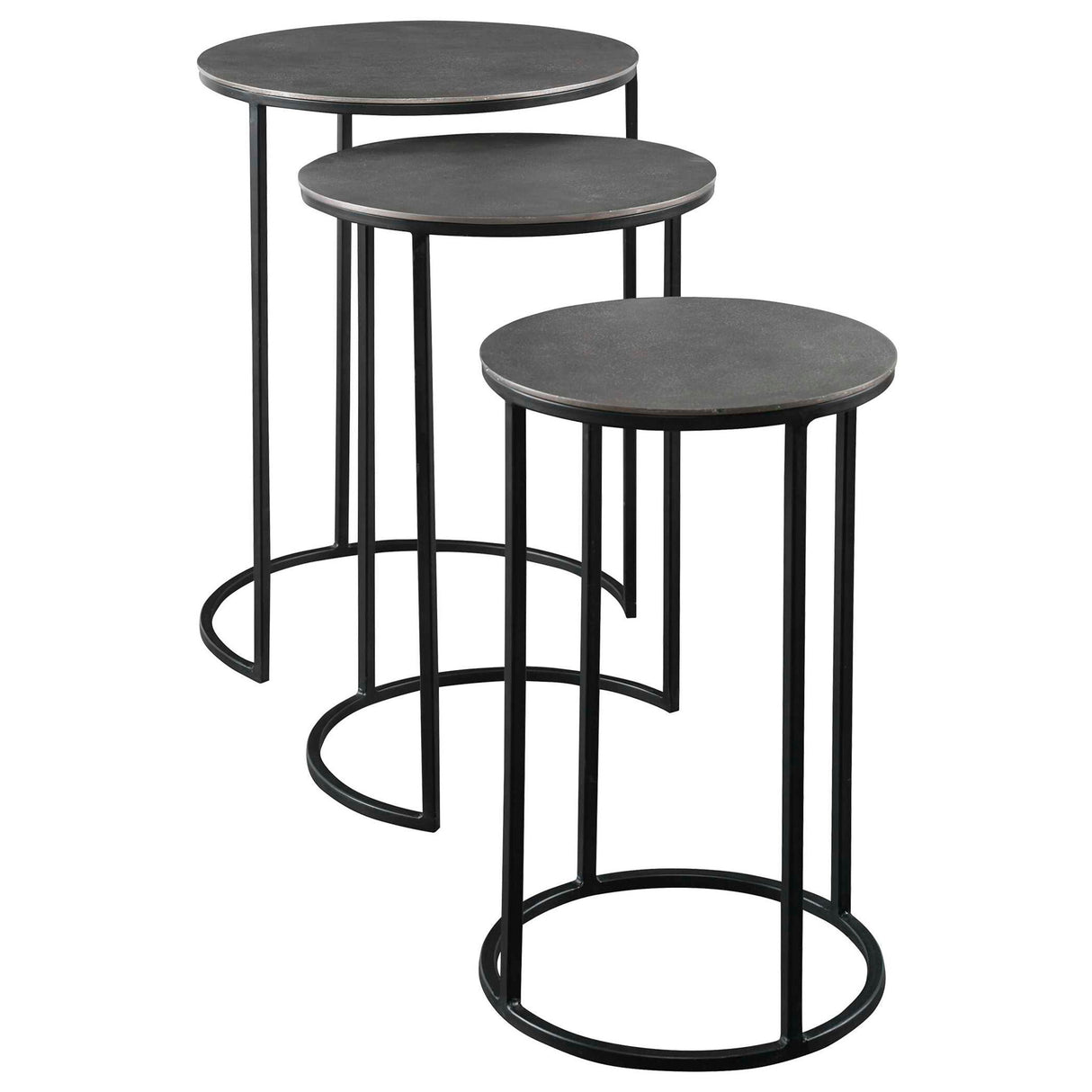 Erik - Metal Nesting Tables, Set Of 3 - Gray, Dark