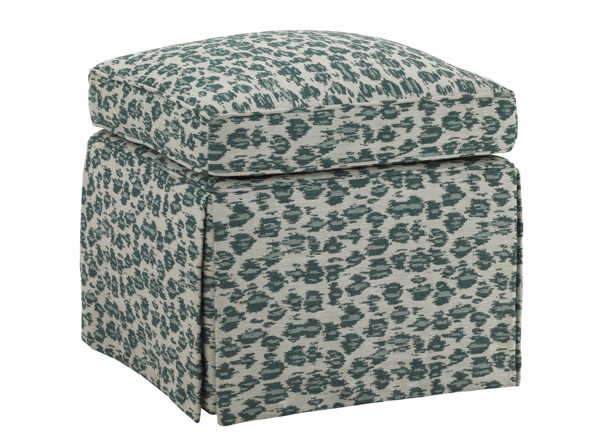 Ivory Key - Half Moon Caye Ottoman - Blue / Orange