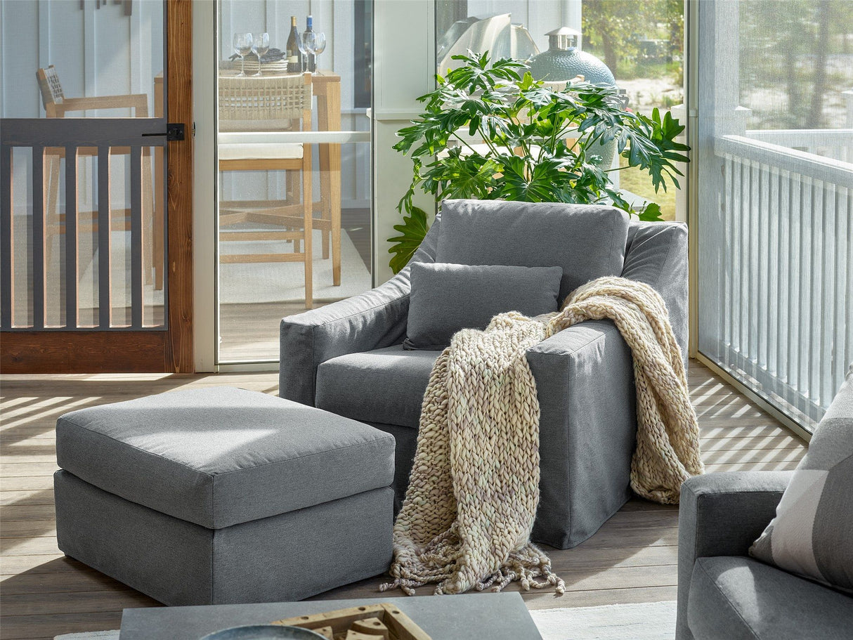 Coastal Living Outdoor / Brooke - Outdoor Ottoman, Special Order - Dark Gray