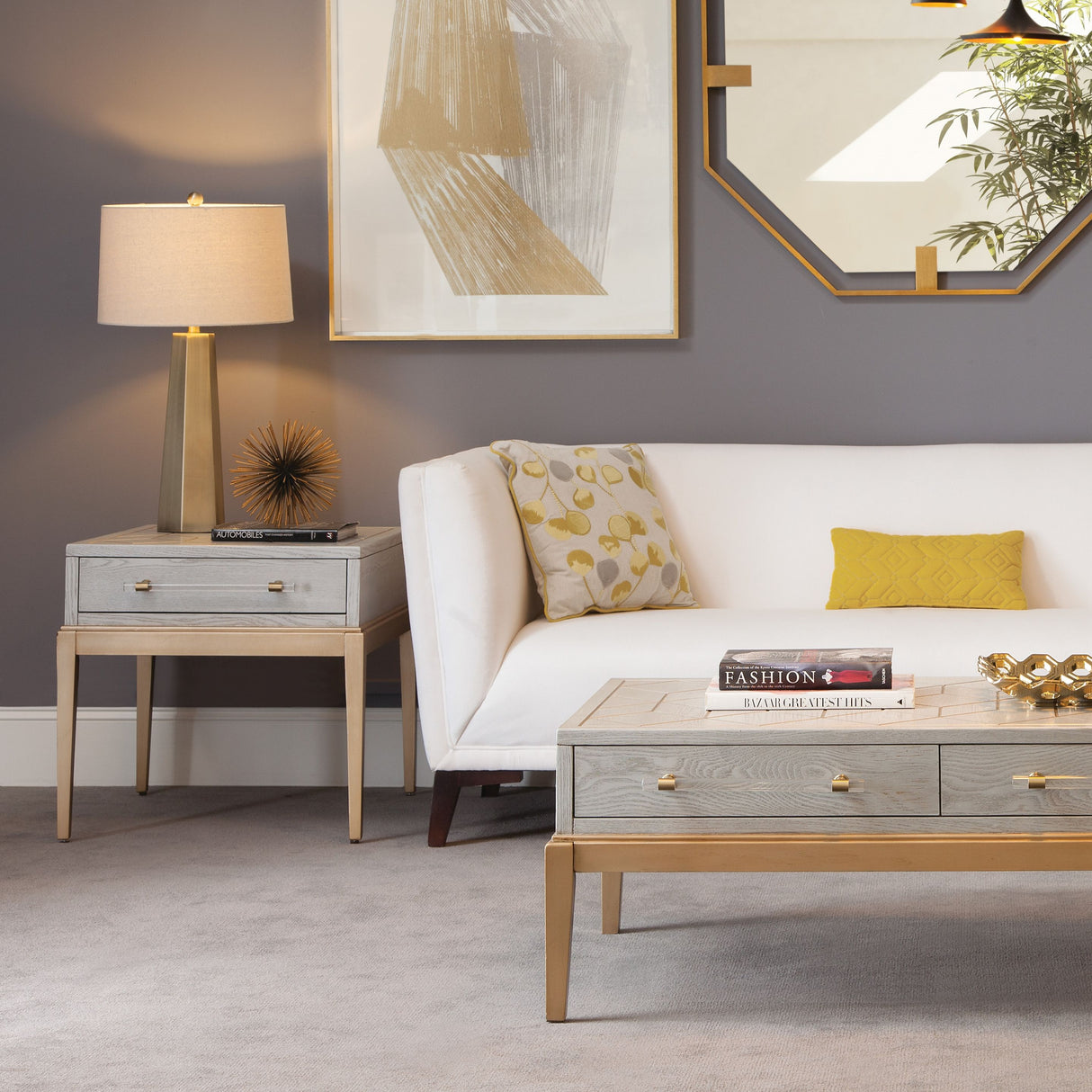 Perrine - Rectangle End Table - Silver / Gold