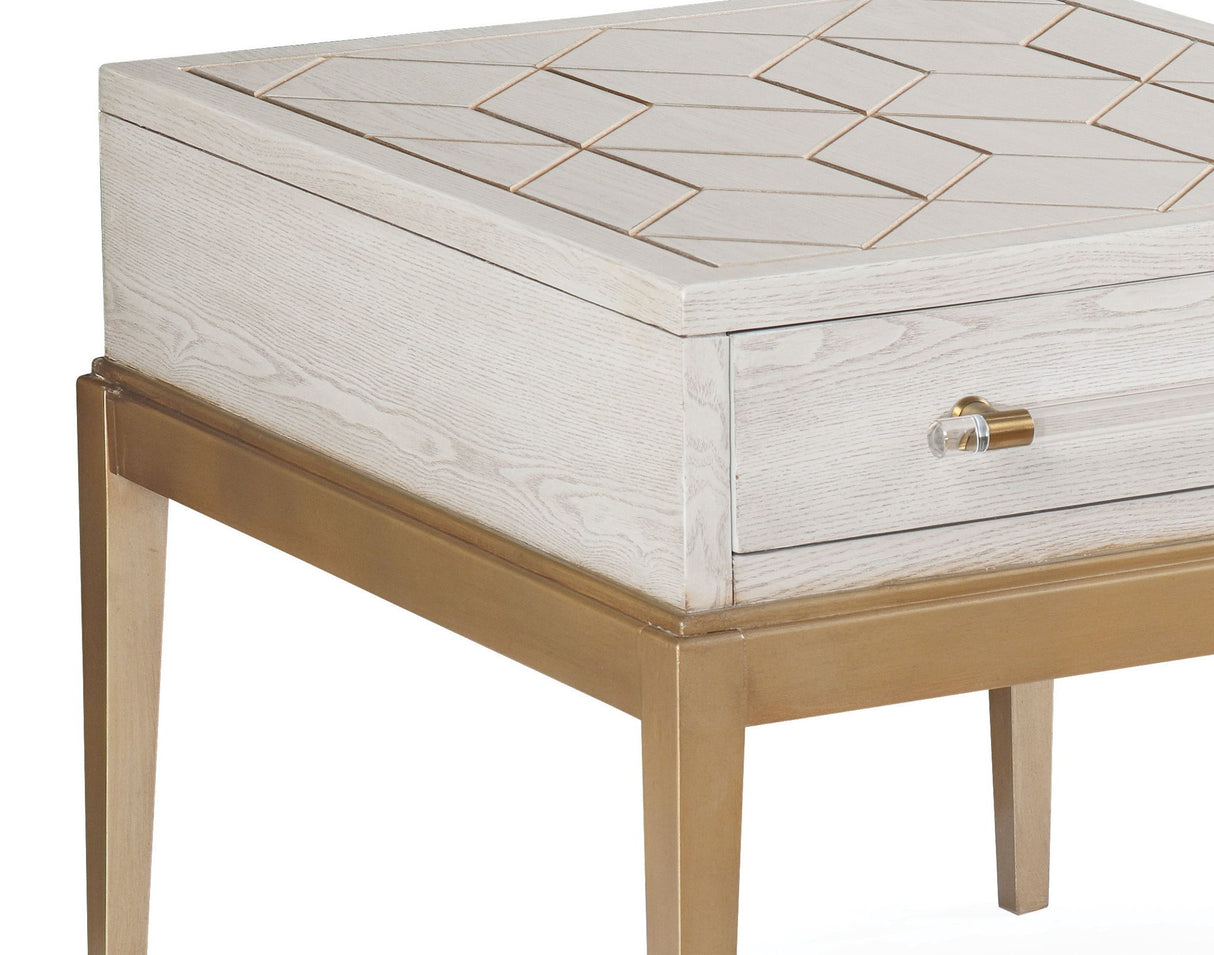 Perrine - Rectangle End Table - White / Gold