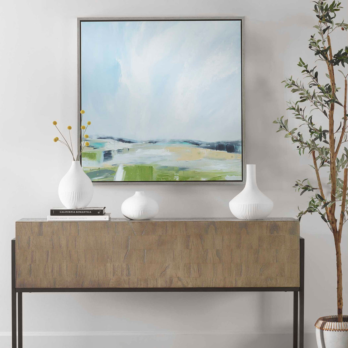 For His Glory - Framed Landscape Art - Light Blue