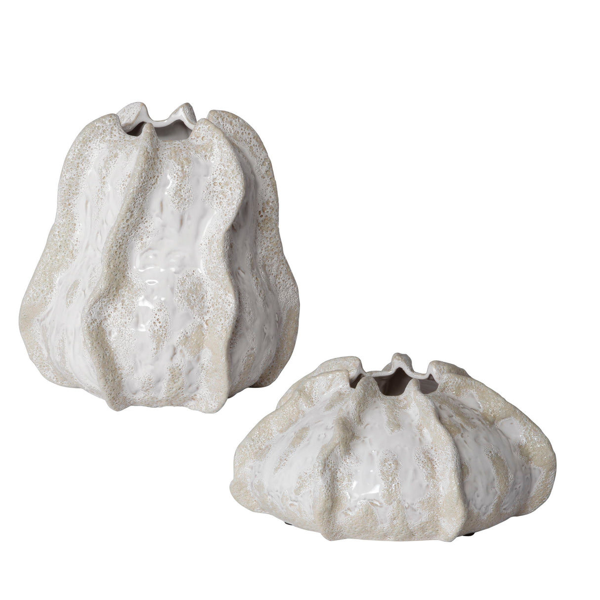 Urchin - Textured Vases, Set Of 2 - Ivory