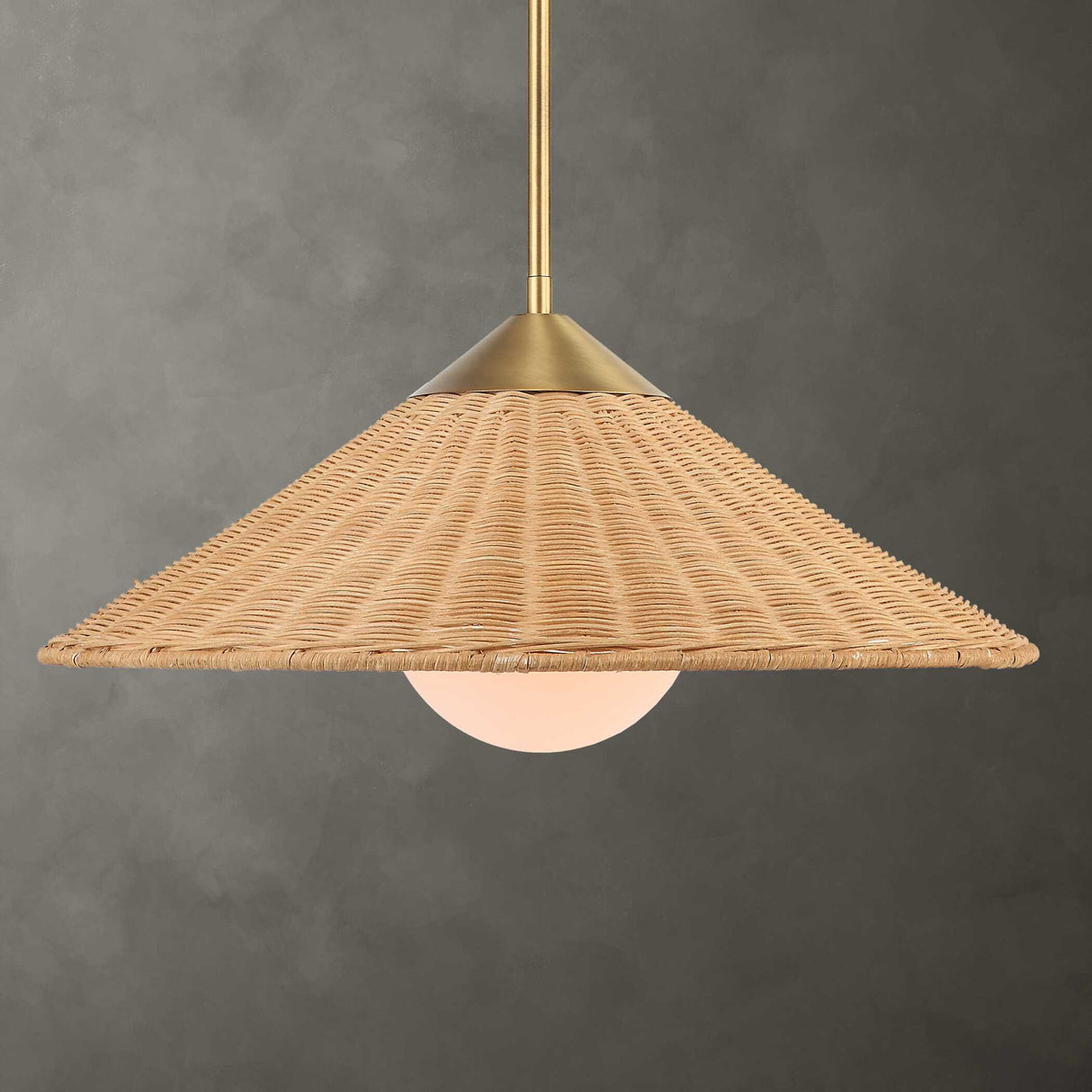 Phuvinh - 1 Light Rattan Shade Pendant - Beige