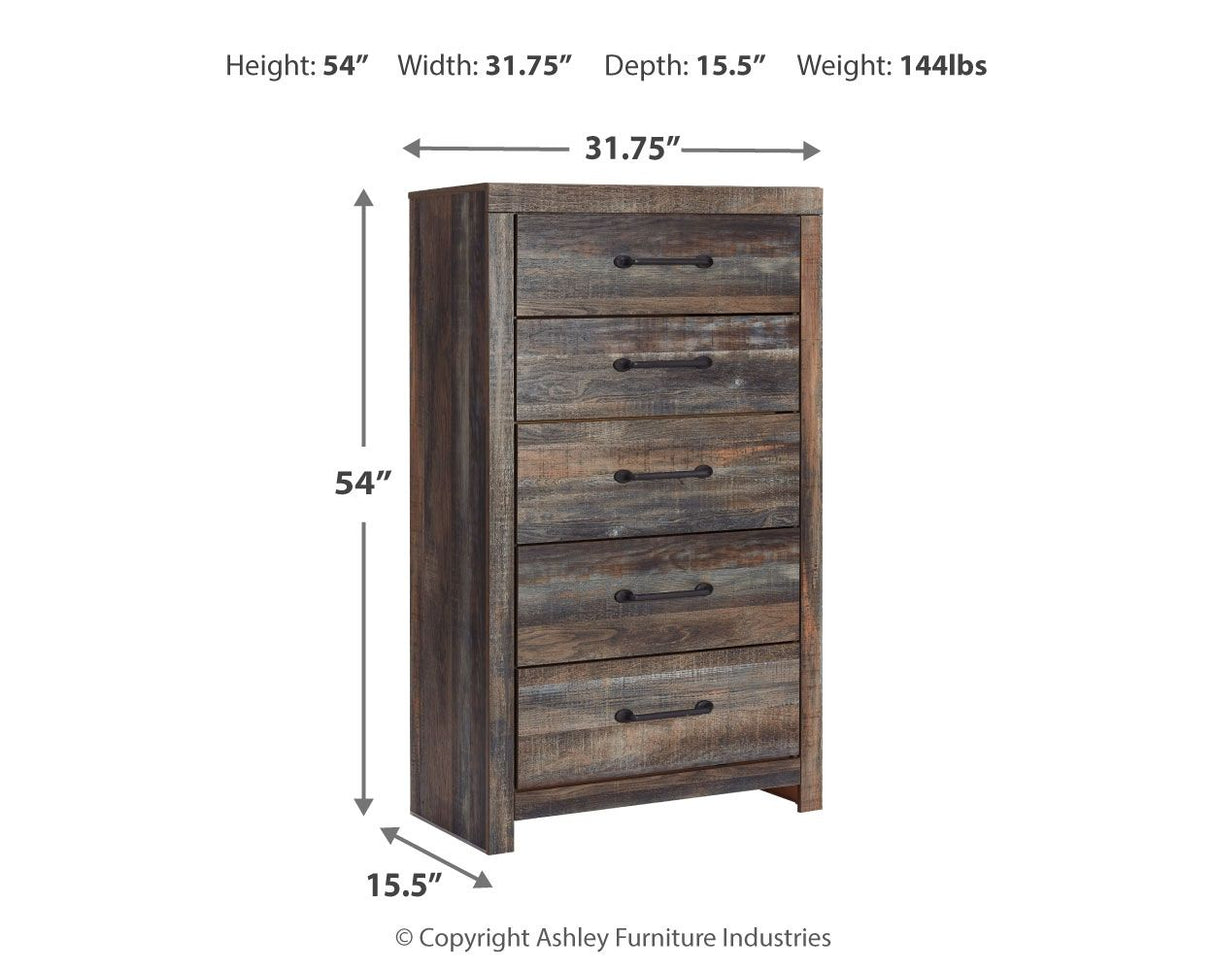Drystan - Five Drawer Chest - Brown / Beige