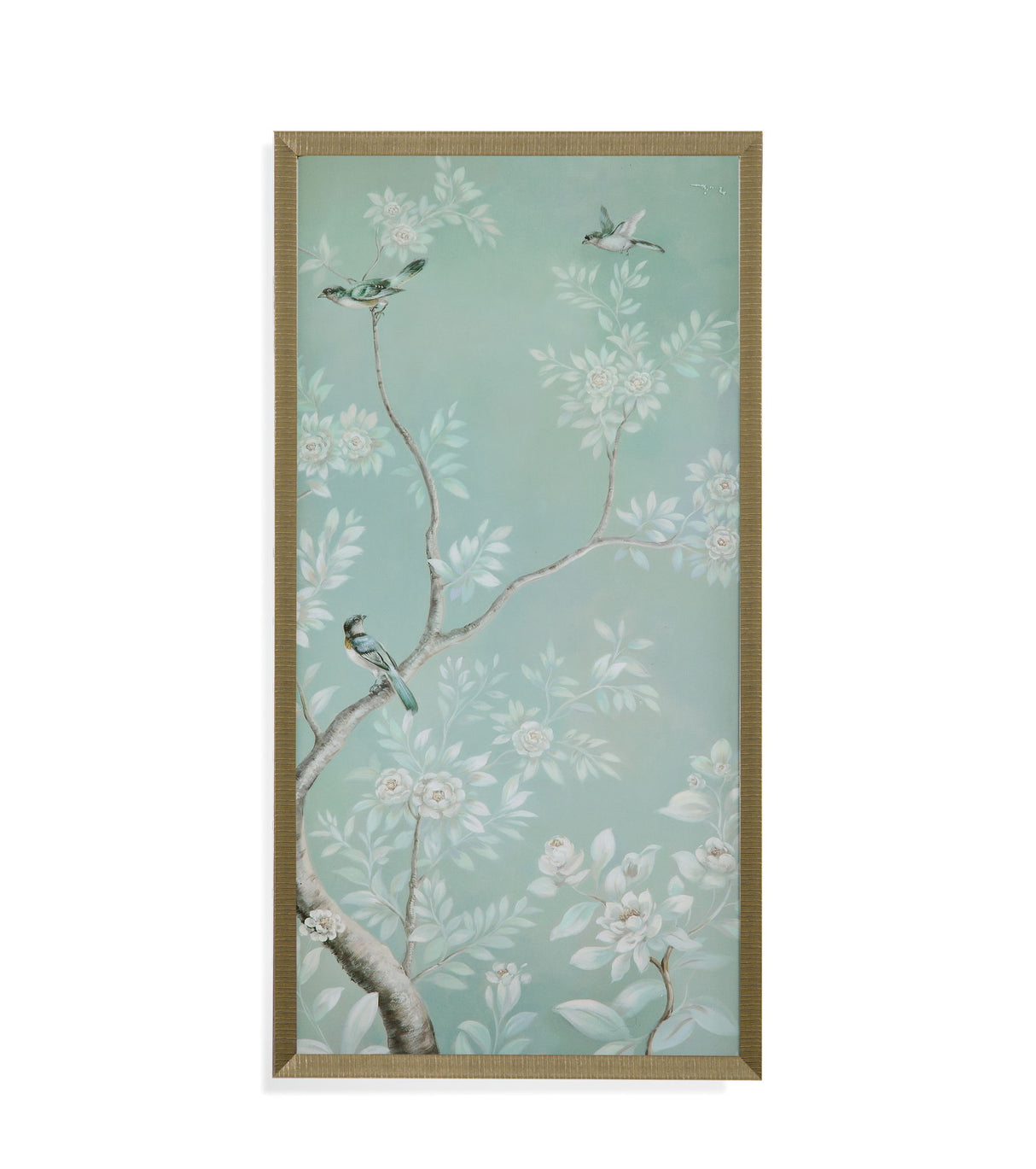 Birds And Flowers I Framed Print - Light Blue