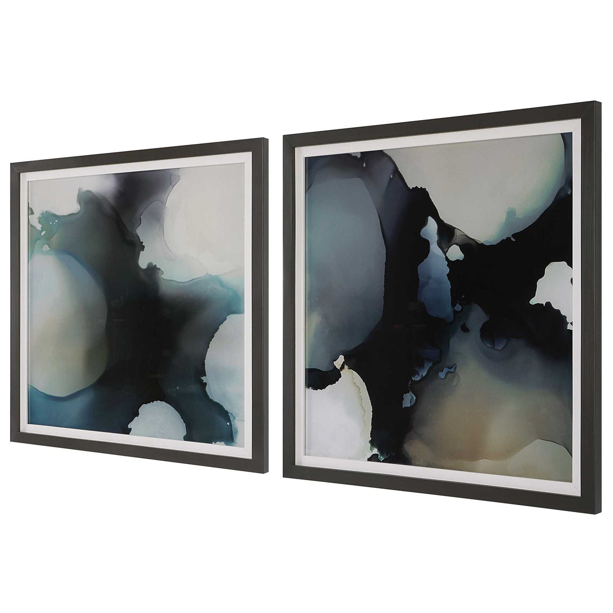 Telescopic Abstract - Framed Prints, Set Of 2 - Black