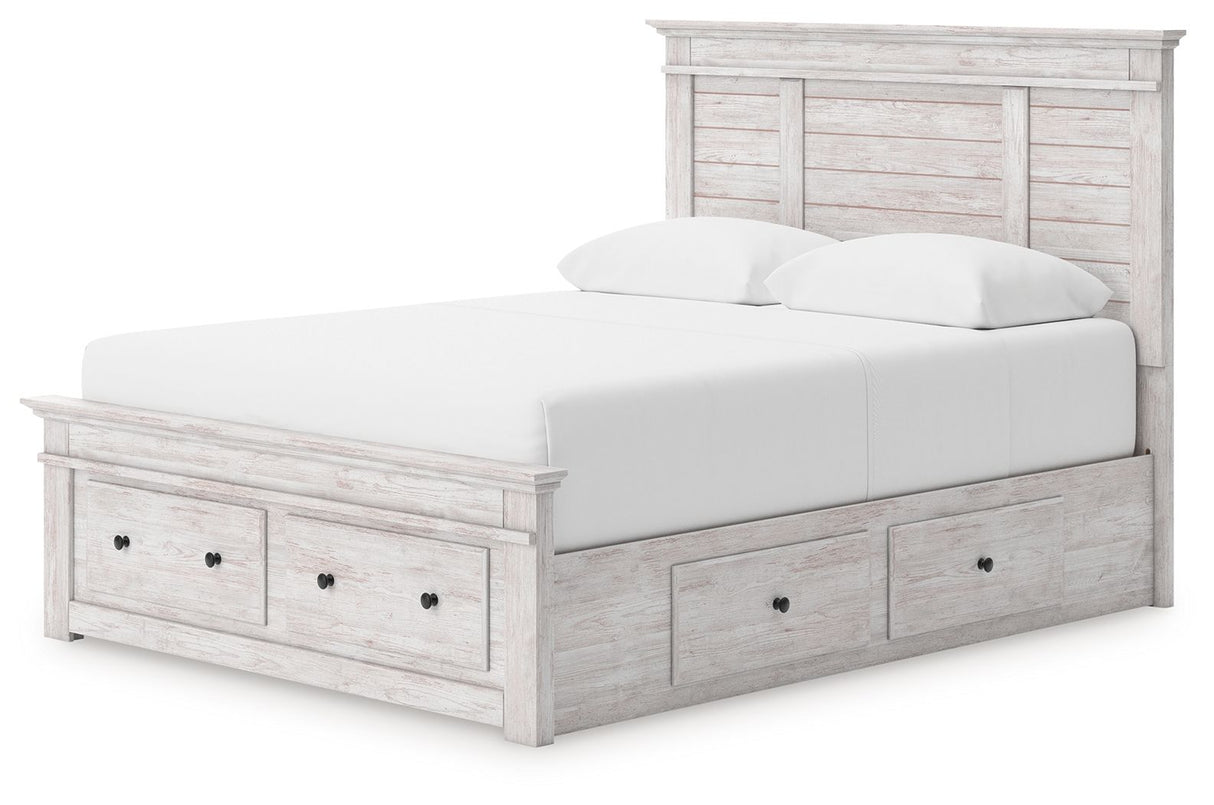 Makidern - Panel Storage Bed With 2 Under Bed Storage Units