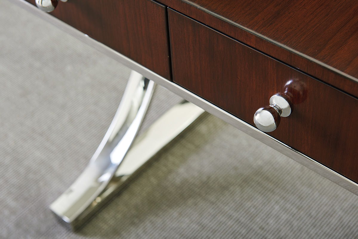 Studio Designs - Andrea Writing Desk - Dark Brown / Pearl Silver