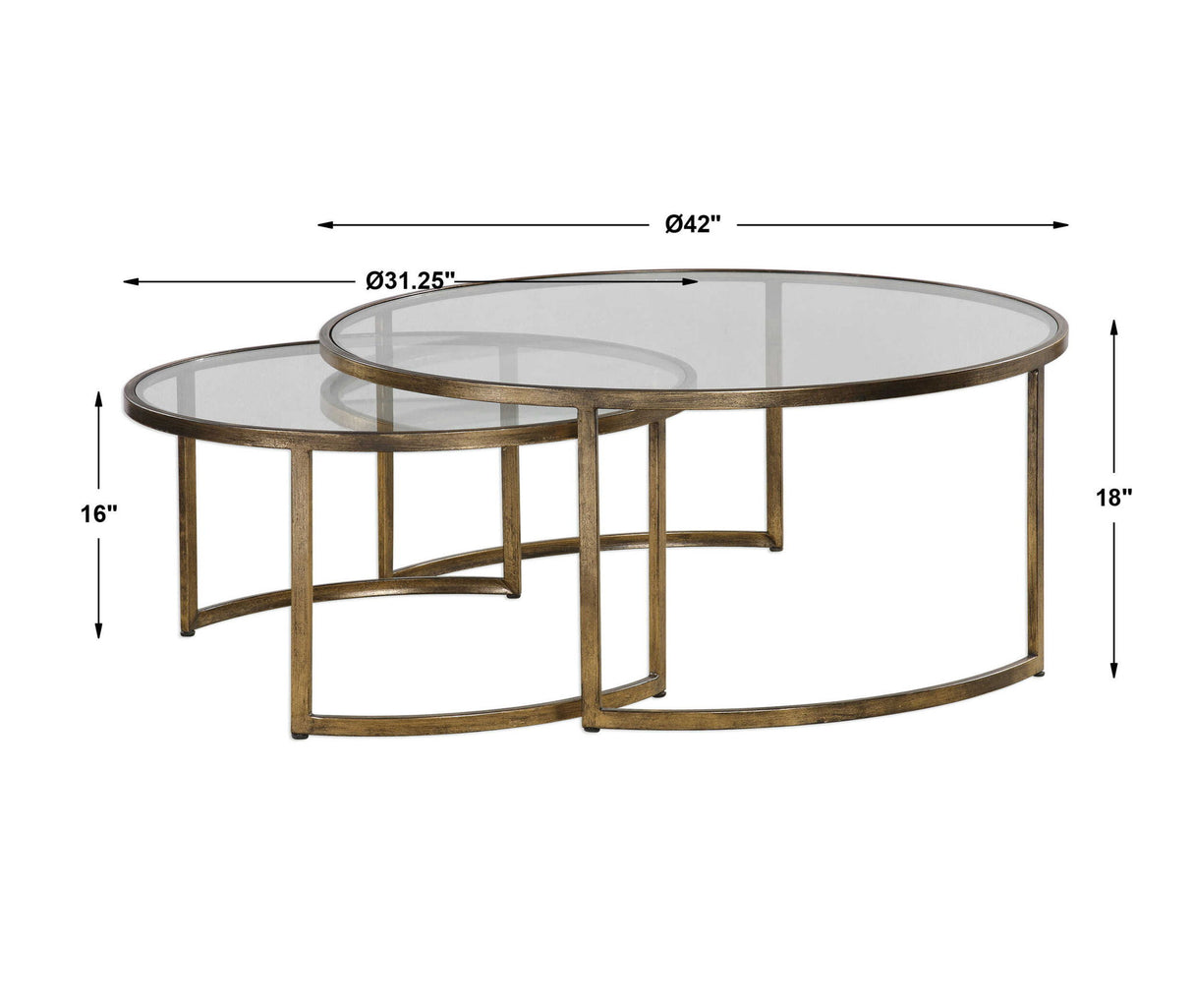 Rhea - Nested Coffee Tables, Set Of 2 - Gold