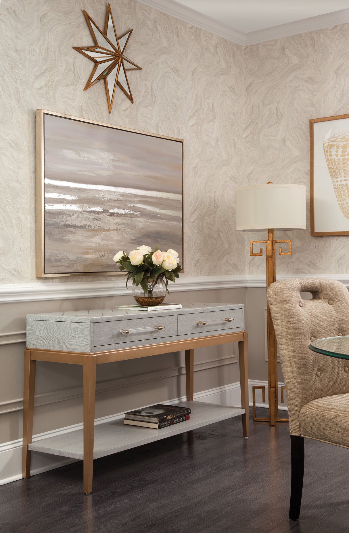 Perrine - Console Table - Silver / Gold