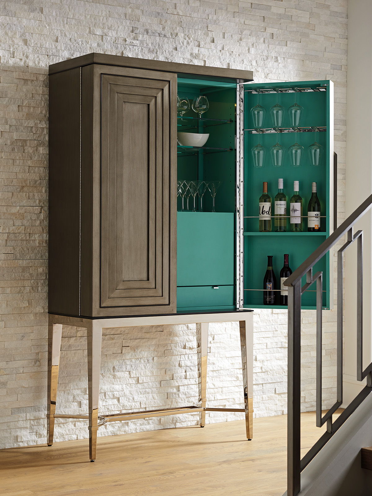Ariana - Cheval Bar Cabinet - Dark Brown