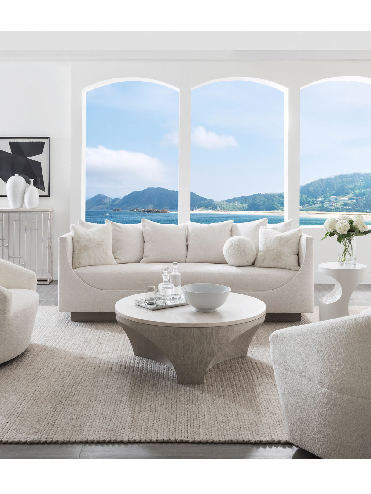 Artistica Upholstery - Claudette Bench Seat Fabric Sofa - White