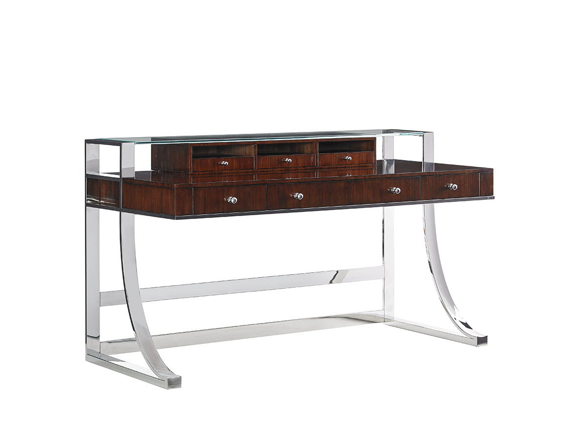 Studio Designs - Andrea Writing Desk - Dark Brown / Pearl Silver