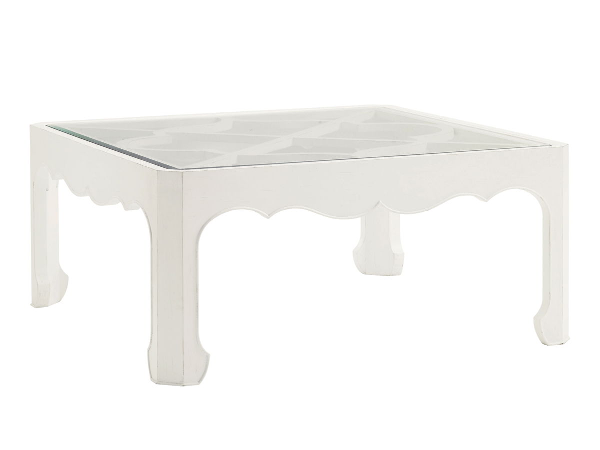 Ivory Key - Cassava Cocktail Table With Glass Insert - White