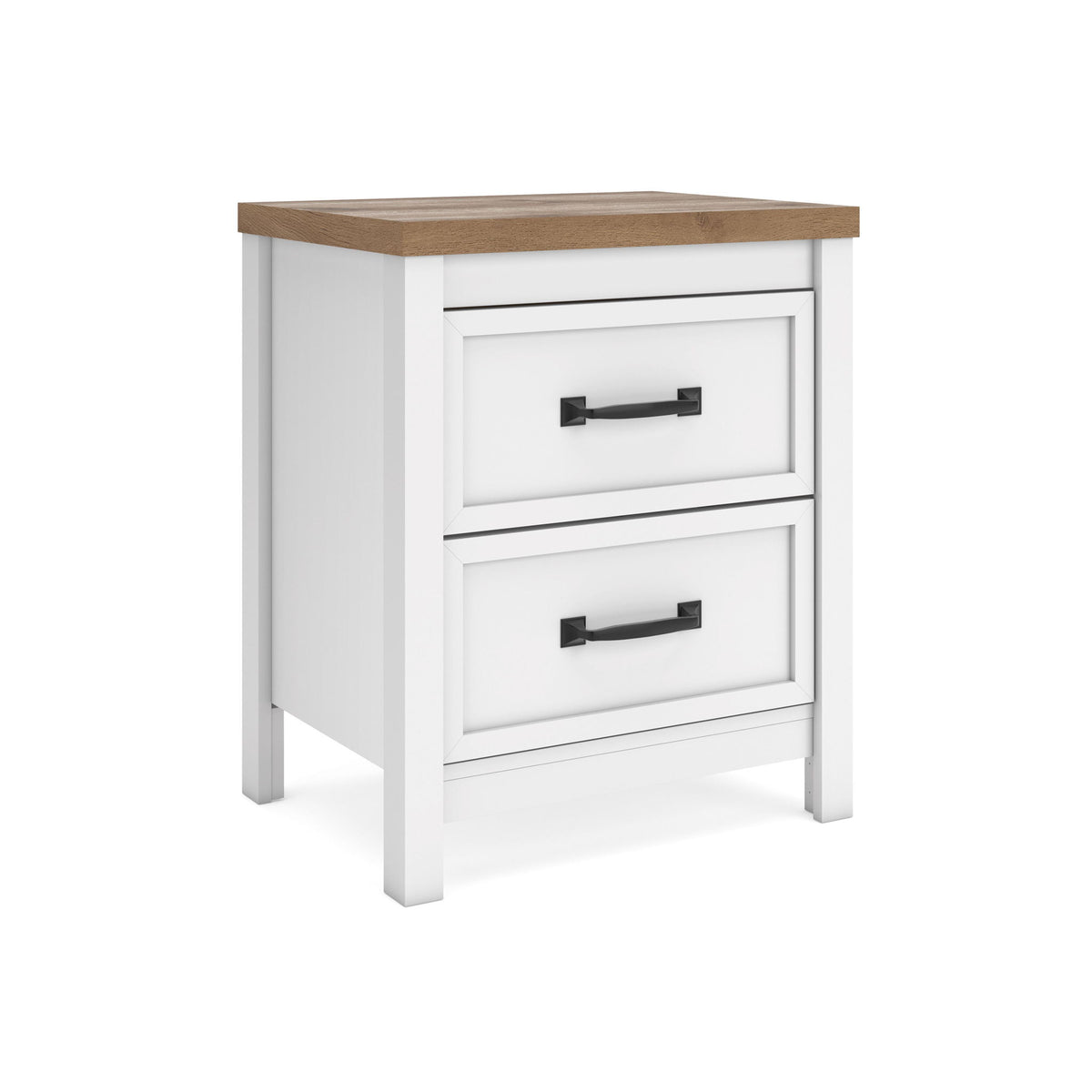 Kerisden - Two Drawer Night Stand - White / Brown