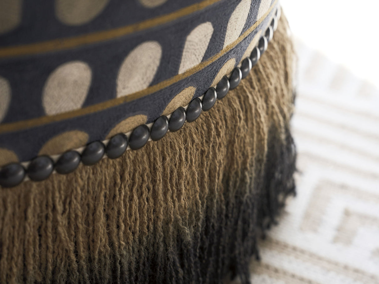 Key Biscayne - Lamar Swivel Ottoman - Light Brown / Blue