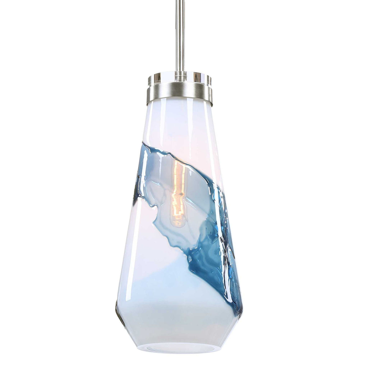 Windswept - 1 Light Mini Pendant - Blue & White