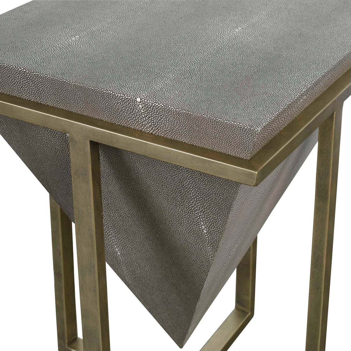 Bertrand - Shagreen Accent Table - Gray, Dark & Gold