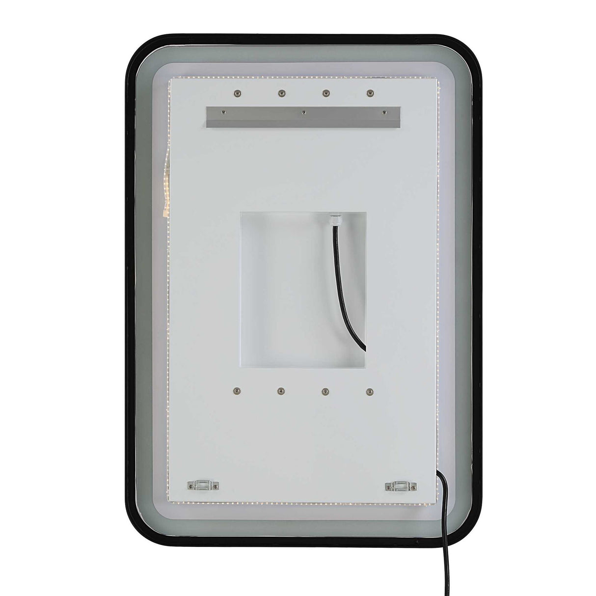 Crofton - Vanity Mirror - Black & Pearl Silver