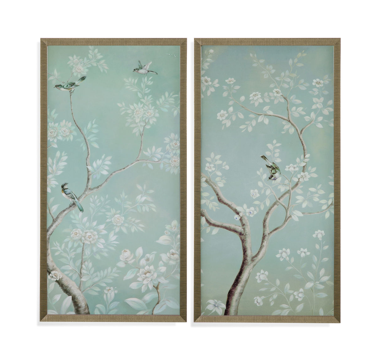 Birds And Flowers II Framed Print - Light Blue