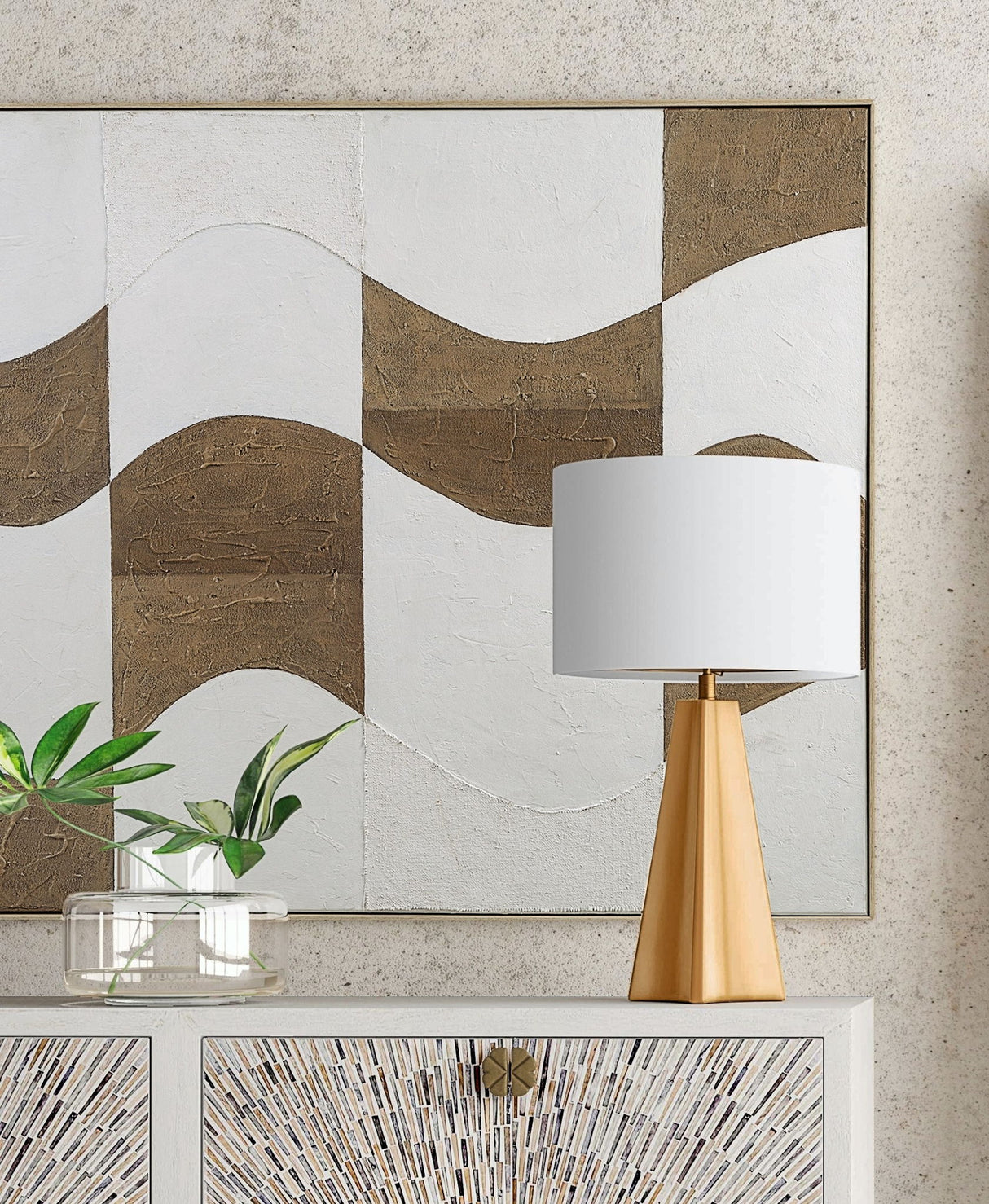 River City Framed Canvas - Dark Brown / White