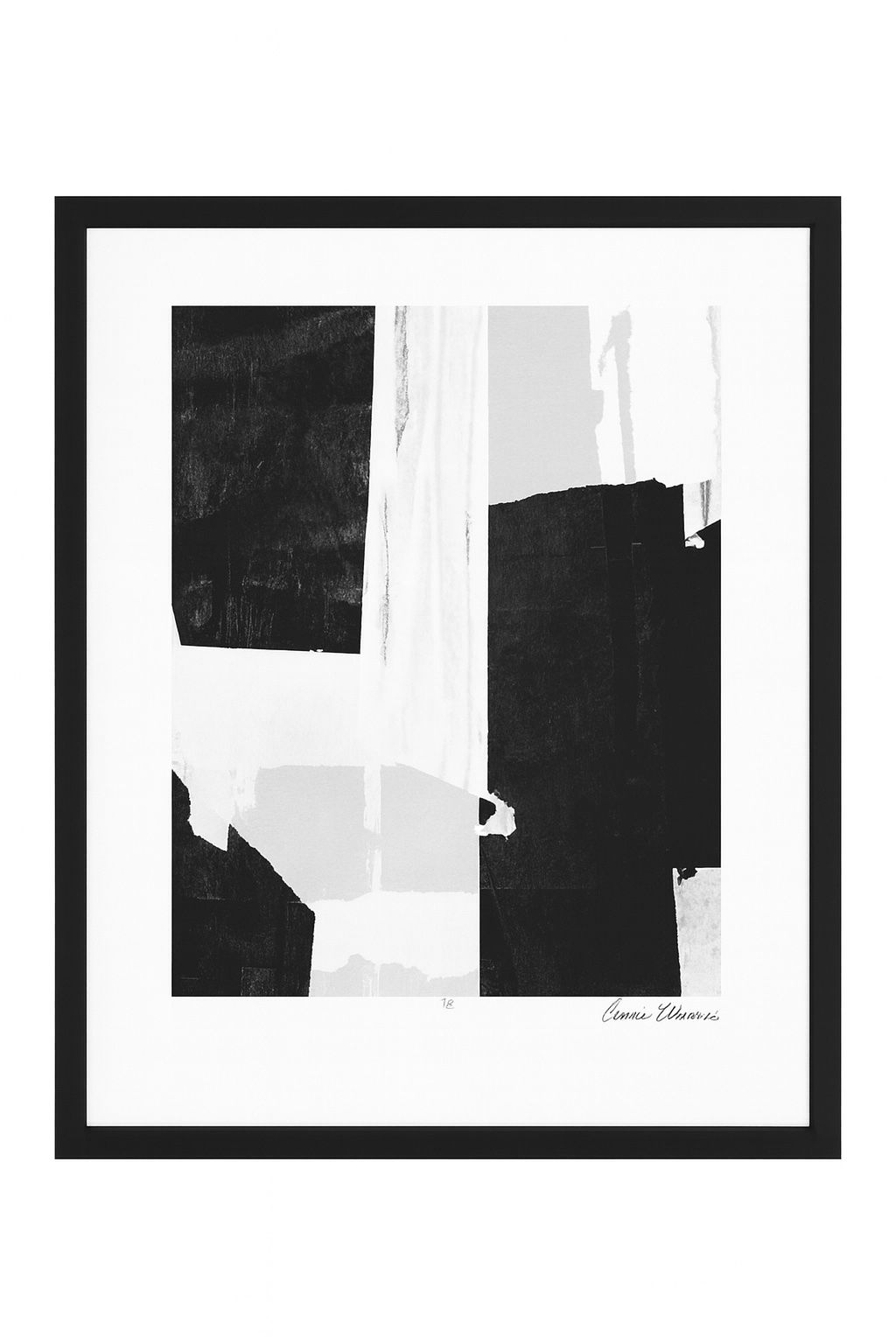 Neutral Intersect V Framed Print - Black / Beige / White