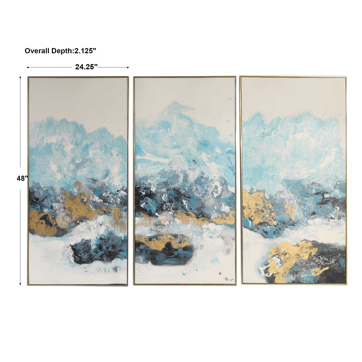 Crashing Waves - Abstract Art, Set Of 3 - Blue
