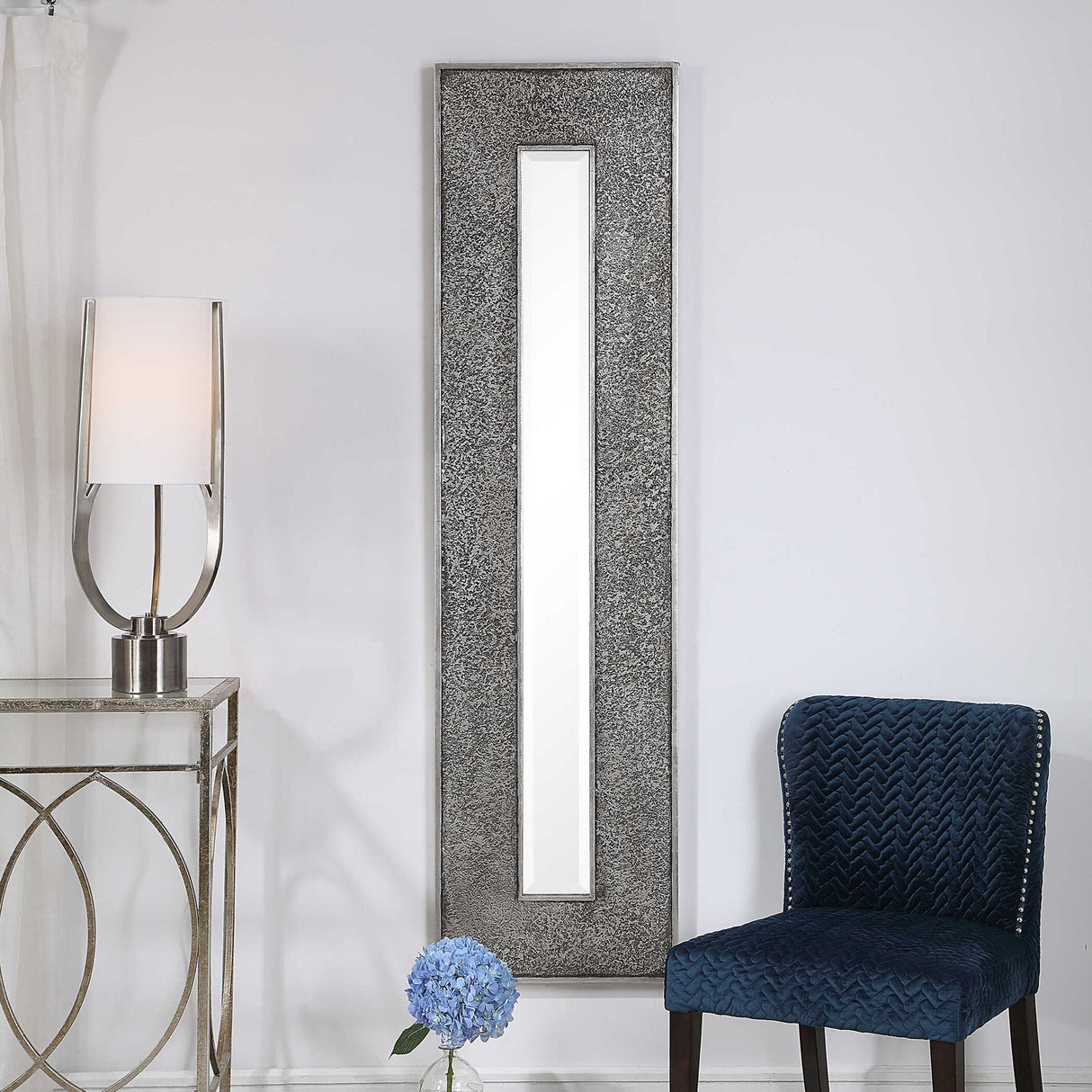 Bannon - Tall Metallic Mirror - Gray, Dark