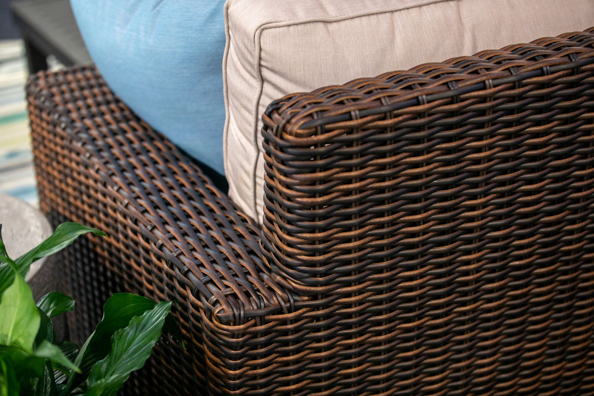 Montecito - Club Chair, With Self Welt - Canvas Flax / Dark Brown