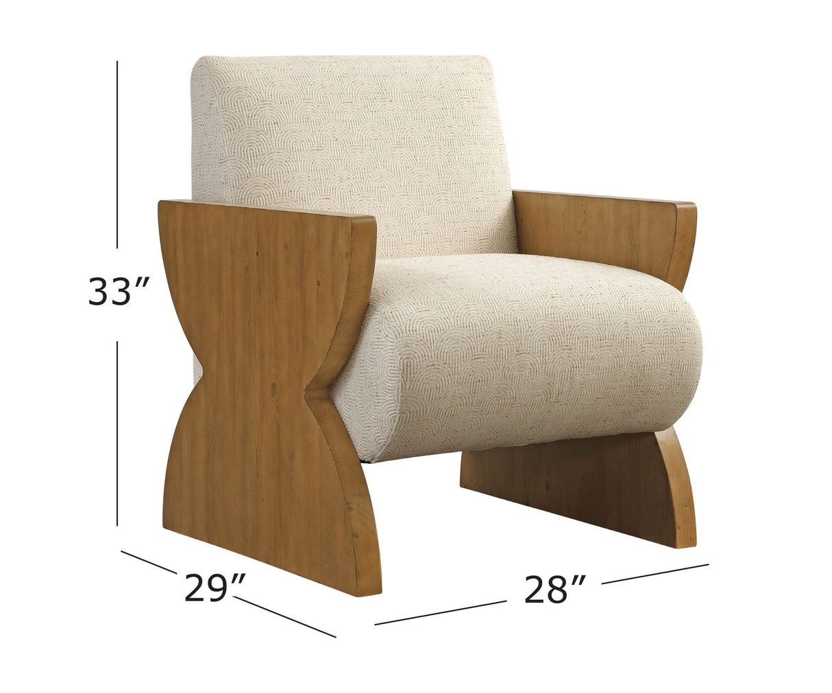 Times Up - Accent Chair - Honey Oak / Ivory Waved Print Fabric